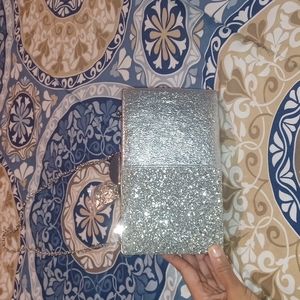 Bam forever by BOUBOU sliver and crushed sliver glitter design clutch/ crossbody